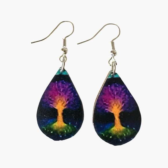 Jewelry - ⭐️ 5 for $25 Bohemian Wood Abstract Teardrop Hoop Fashion Earrings